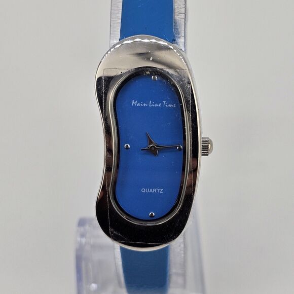 Main Line Time Women's Watch 20MM Blue Dial Blue Leather Bands New Battery - Picture 2 of 14